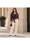 Women's Raglan Sleeve Shawl Collar Belted Suede Coat Mta26K1100 - 3