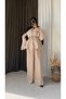 Flounce Sleeve Loose Fit Tunic Set - Beige