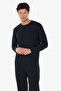 Men's Black Crew Neck Micro Modal Extra Soft Winter Pajama Set 6032 - 3
