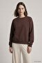 Bisiklet Yakalı Basic Oversize Sweatshirt 954 Kahve - 2