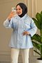 6697 - Stylish, Comfortable, Loose-Fitting Peach Fabric Women's Jacket with Snap Collar Detail - 2