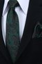 Hand Made 8 cm Shawl Pattern Green Black Color Handkerchief Tie - 3