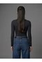 Women's Long Sleeve Crew Neck Snap Fastener Slim Fit Stretchy Bodysuit - 4