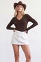 V-Neck Basic Blouse with Finger Loop Detail - 3