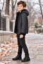 Boy's Exclusive Black Hooded Coat with Fur Inside - 4