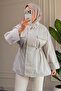 6697 - Stylish, Comfortable, Loose-Fitting Peach Fabric Women's Jacket with Snap Collar Detail - 6