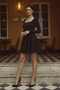 Square Neck Long Sleeve Flared Women's Dress
