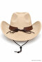 Unisex Suede Look Cowboy Hat with Metal Bull Figure, Wide Brim, Drawstring Western Hat - 2