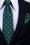 Hand Made 8 cm Square Patterned Green Yellow Color Handkerchief Tie