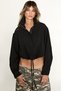 Briar Women's Zippered Short Black Jacket with Hem Cinch Detail
