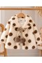 Baby Girl 3-Piece Set: Plush Polka Dot Jacket, Teddy Bear Printed Top and Fleece Pants - 4