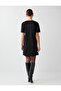 Black Stone Embellished Short Sleeve Suede Dress - 4