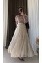 One-Shoulder Glittery Skirt Suit with Volan Detail - Mink - 2