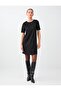 Black Stone Embellished Short Sleeve Suede Dress
