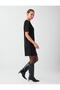Black Stone Embellished Short Sleeve Suede Dress - 2