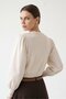 Beige Balloon Sleeve Stone Buttoned Knitwear Cardigan - 6
