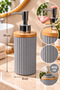 400 ml Liquid Soap Dispenser with Bamboo Lid, Patterned Ceramic, Black Cream Gray Powder Pink, 8X19 cm - 2