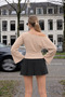 Kayık Collar Wide Sleeve Beige Women's Blouse - 2