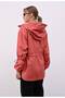 Women's Drawstring Detailed Gingham Hooded Raincoat/Windbreaker Jacket - 2