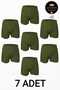 Men's 7-Pack Khaki Green 100% Cotton Comfortable Fit Long Boxer Briefs - Special Production with Sleep Band Gift