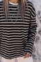Coffee Standard Size Striped Crew Neck Tshirt - 4