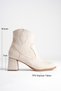 Women's Beige Suede Zippered 7 cm Thick Heeled Winter Boots with Western Detail - 3