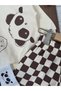 Panda Printed Oversize Sweatshirt, Checkered Trousers, Beanie and Socks Detailed 4-Piece Seasonal Baby Boy Set - 6