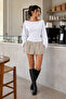 Women's Open Collar Spanish Sleeve White Blouse - 4