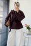 Premium Mngo Model High Collar Belted Jacket - Brown - 5