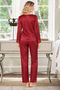 Korean Satin Guipure Detailed Long Sleeve Buttoned Pajama Set - 2