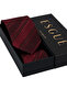 Hand Made 8 cm Striped Pattern Red Claret Red Color Handkerchief Tie - 4
