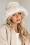 Plush Bucket Hat Women's Furry Hat Premium Adjustable Ecru