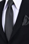 Hand Made 8 cm Gingham Pattern Black and White Color Handkerchief Tie - 3