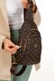 Women's Black Leather Monogram Patterned Cross Waist Chest and Shoulder Bag - 2