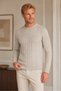 Men's Long Sleeve Crew Neck Hair Braided Timeless Classic Stylish Elegant Soft Textured Casual Beige Knitwear Sweater - 5