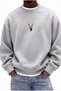 Men's Gray Melange Geyik Thick Soft 3 Thread Inner Ribbed 0 Crew Neck Oversize Loose Sweatshirt - 3