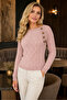 Women's Wide Collar Long Sleeve Hair Braid Patterned Decorative Button Detailed Stylish Soft Comfortable Daily Powder Knitwear Sweater - 6