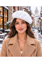 Women's Plush Fur-Filled French White Painter's Beret - 3
