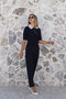 Navy Blue Standard Size Collar Blouse with Stones - 2