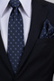 Hand Made 8 cm Four Point Pattern Navy Blue Color Handkerchief Tie