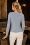 Women's Wide Collar Long Sleeve Hair Braid Patterned Decorative Button Detailed Stylish Soft Comfortable Daily Gray Knitwear Sweater - 3