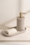 Ionia 2-Piece Tray Soap Dispenser Set Stone Textured Fluted Liquid Soap Dispenser and Oval Tray with Gold Pump - 2