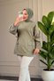6708 - Comfortable, Casual 2-Yarn Peach Fabric Women's Sweatshirt with Garnished Pockets and Waist Drawstring Detail - 6