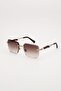 Men's Frameless Rectangular Metal Sunglasses Brown - 2