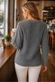 Women's Crew Neck Long Sleeve Thessaloniki Sleeve Hair Braided Twill Stylish Elegant Soft Textured Casual Anthracite Knitwear Sweater - 3