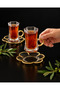12 Piece Crystal Cut Tea Set for 6 People – Glass Tea Cup and Saucer Set - Gold