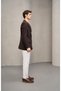 Men's Gray Double-Breasted Double-Button Blazer Coat - 5