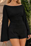 Women's Off-Shoulder Wide Sleeve Black Blouse - 5