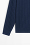Men's Polo Neck Ribbed Knit Sweater Navy Blue - 4