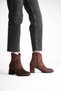 Women's Bitter Brown Suede Zippered 7 cm Thick Heeled Western Detailed Winter Boots - 5